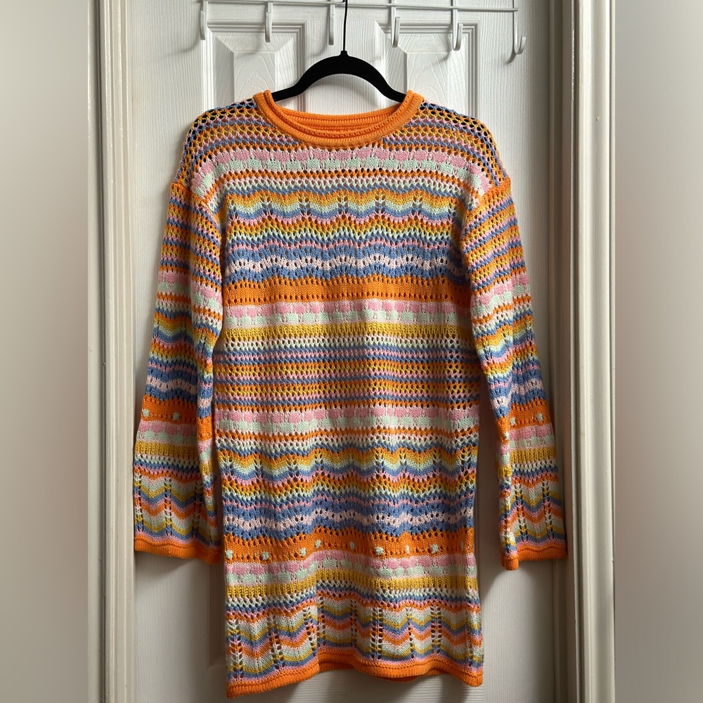 Multi-color Loose Knit Sweater Dress/ Cover Up